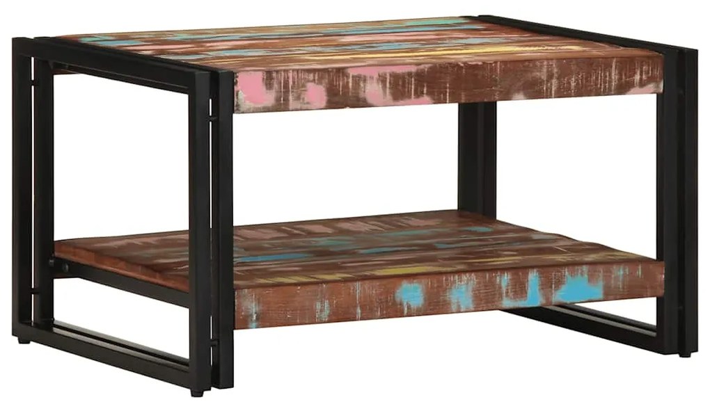 Mesa de centro multicor 70x50x38 cm madeira maciça recuperada