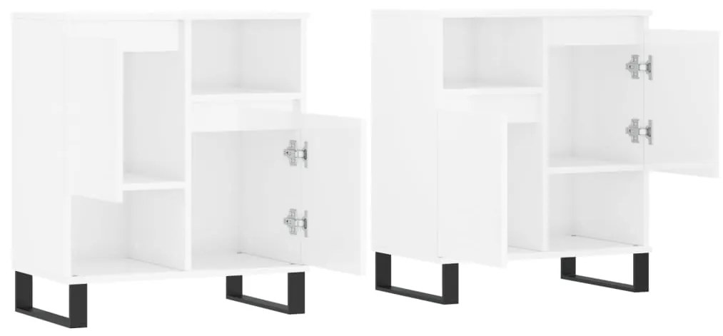 Aparadores 2 pcs derivados de madeira branco brilhante