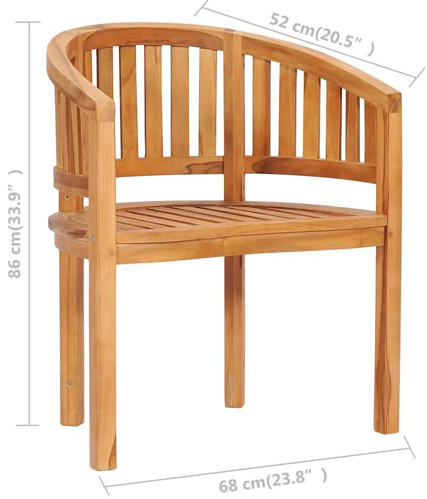 Cadeiras de costas redondas 2 pcs madeira de teca maciça