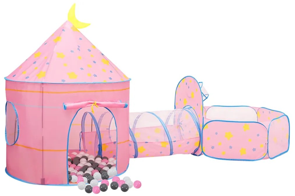 Tenda de brincar infantil com 250 bolas 301x120x128 cm rosa