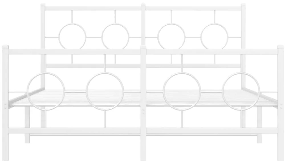 Estrutura de cama com cabeceira e pés 140x200 cm metal branco