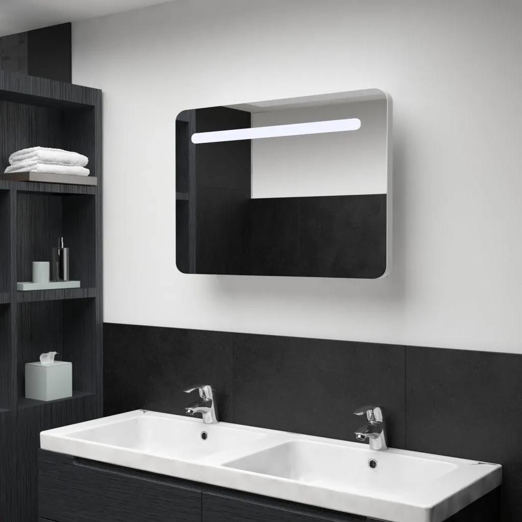 Armário com Espelho Zely com Luz LED - 80x55cm - Design Nórdico