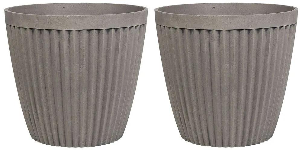 Conjunto de 2 vasos decorativos taupe ⌀ 44 cm POKA Beliani
