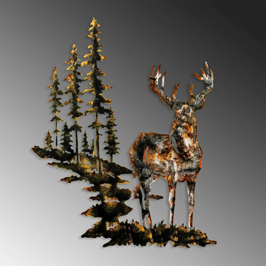 Acessório Decorativo de Parede em Metal Deer – Multicolor – 65 x 79 cm