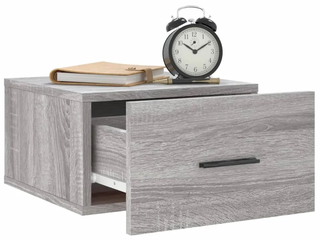 Mesa de cabeceira montagem na parede cinzento sonoma 35x35x20cm