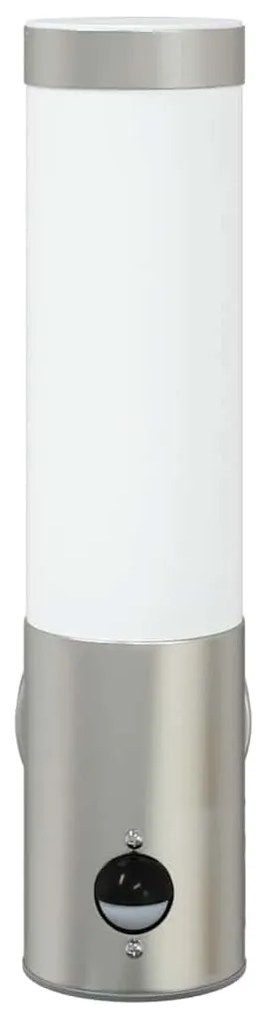 Luz de Parede Externa vidaXL com Sensor em Aço Inoxidável Prateado IP4
