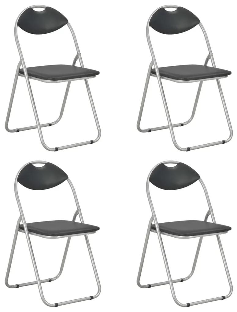 Cadeiras de jantar dobráveis 4 pcs couro artificial preto