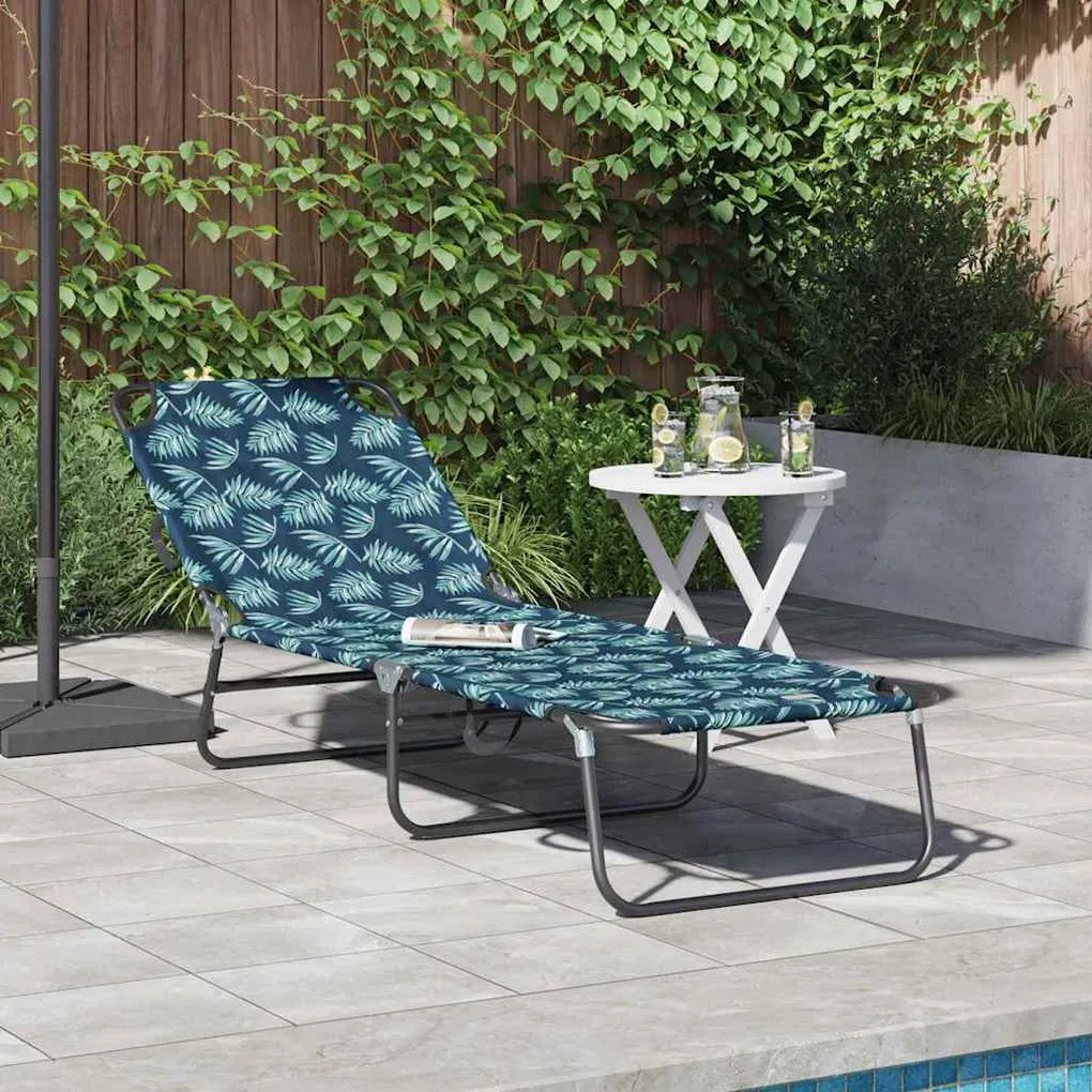 vidaXL Cama de sol dobrável com estampa de folhas em tecido Oxford 600D, portátil e fácil de transportar.