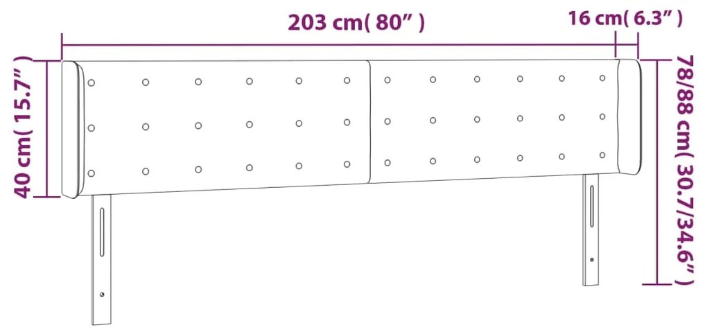 Cabeceira de cama c/ abas couro artificial 203x16x78/88cm cinza