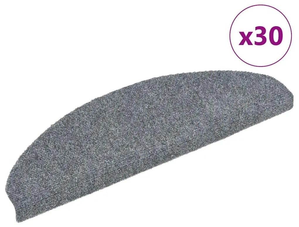 Tapetes de escada autoadesivos 30 pcs 65x21x4cm cinzento-claro