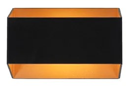 Candeeiro de parede moderno preto com interior dourado retangular - Alone Moderno