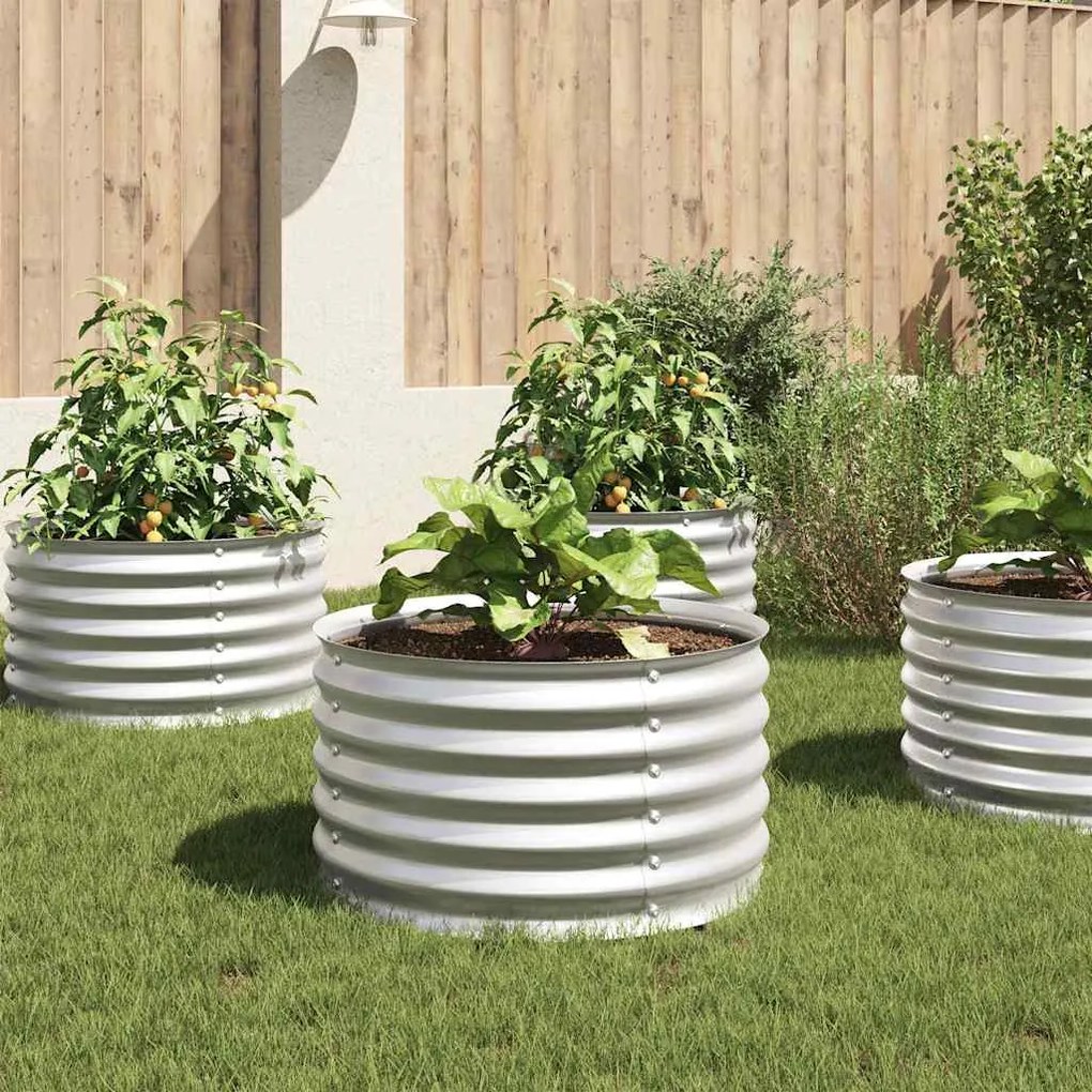Canteiro/vaso elevado aço galvanizado 80x80x44 cm prateado