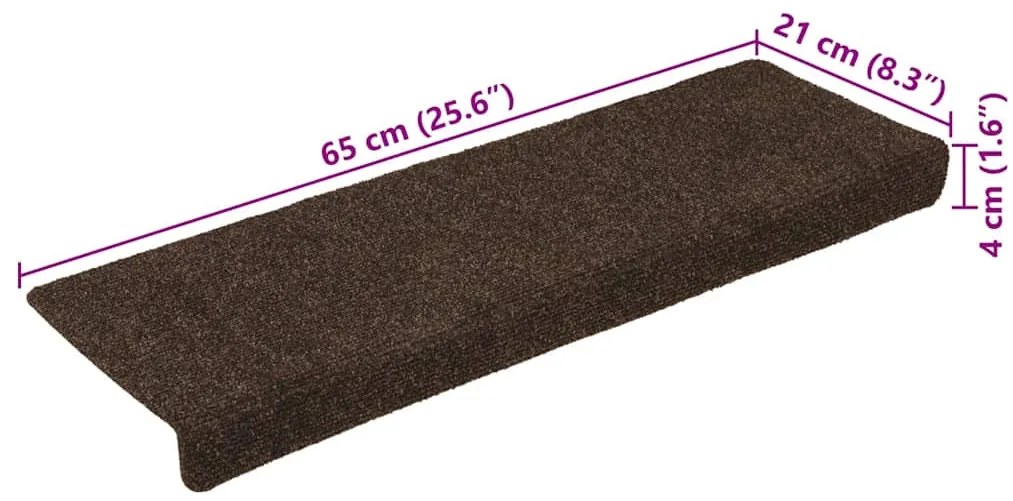 Tapetes de escada autoadesivos 30 pcs 65x21x4 cm castanho