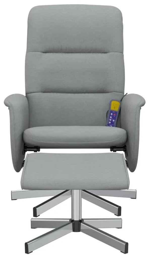Cadeira de massagens reclinável c/ apoio pés tecido cinza-claro