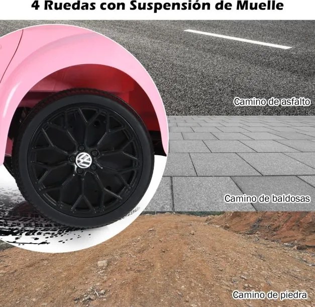 Carro elétrico infantil 12 V com comando à distância, luzes, música e portas duplas, 5 km/h, 30 kg, para crianças de 3 a 8 anos, cor rosa