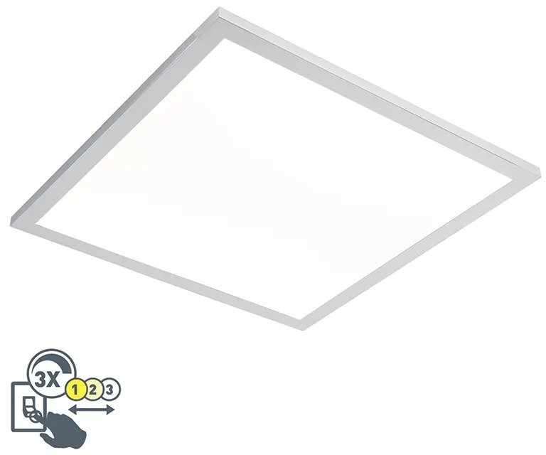 Luminária de teto quadrada cromada de 45 cm incl. LED IP44 - Plano Moderno