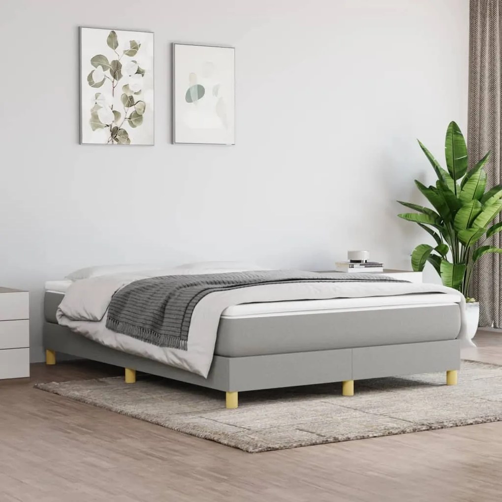 vidaXL Cama com molas/colchão 140x190 cm tecido cinzento-claro
