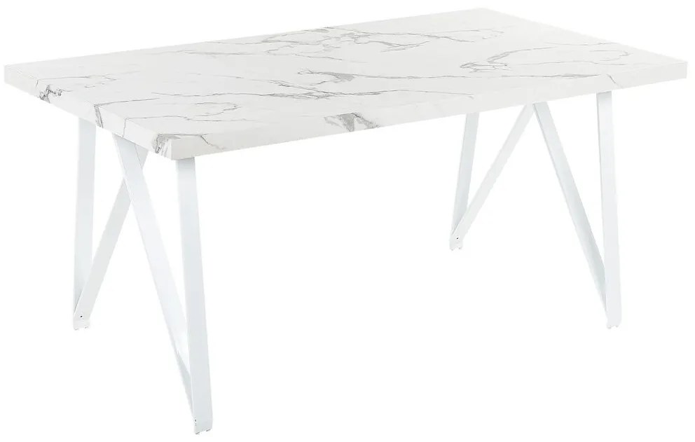 Mesa de jantar com efeito de mármore branco 160 x 90 cm GRIEGER  Beliani