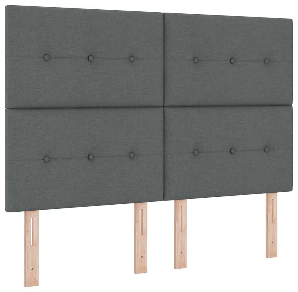Cama com Box Spring com Colchão &amp; LED Cinza Escuro 160x200 cm Tecido