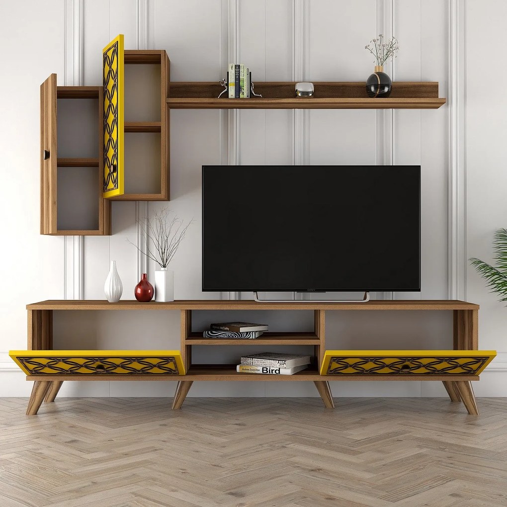 Unidade TV ClassS – Walnut Yellow – 180x44x35 cm