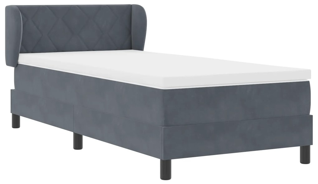 Cama Box Spring com Colchão VidaXL Cinza Escuro 90x200 cm em Veludo