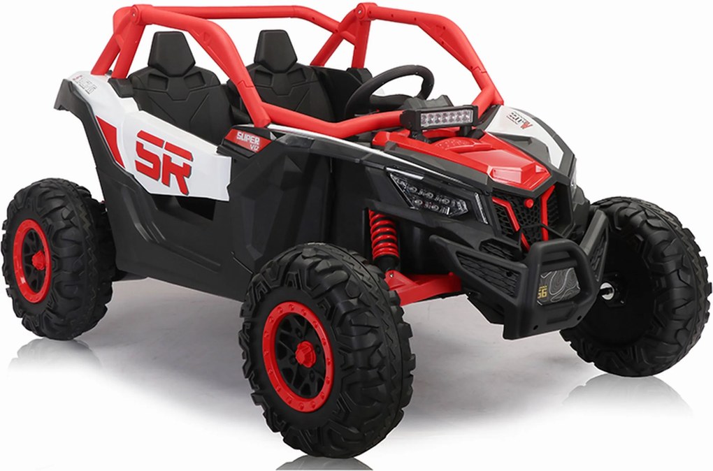 Carro elétrico para Crianças 24V 4x4 2 Lugares Buggy SR SUPER 66 Rodas de espuma EVA, Assento Couro Vermelho