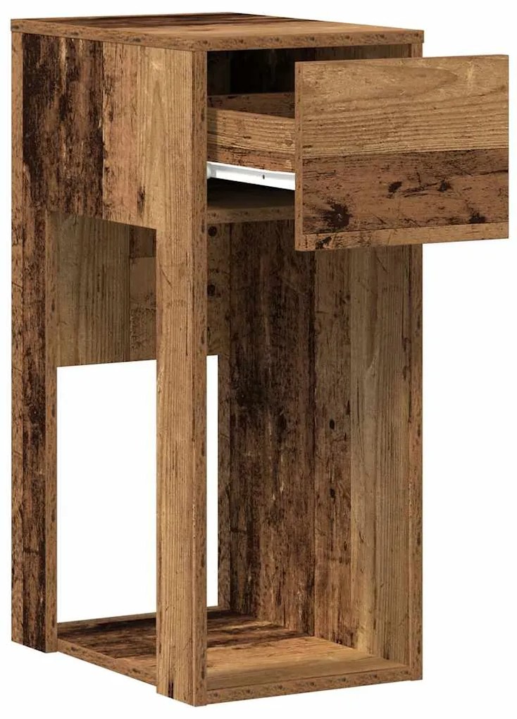 Suporte torre de computador com gaveta 30x44x74cm madeira velha