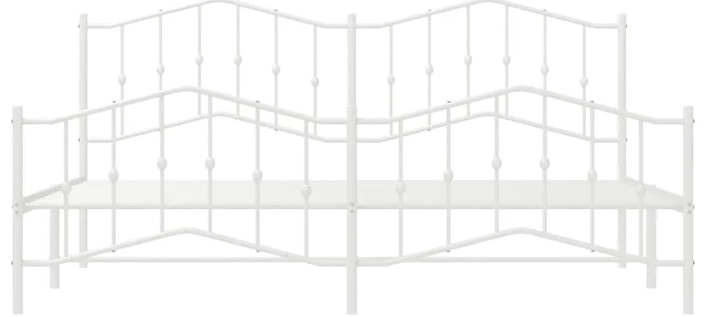 Estrutura de cama com cabeceira e pés 193x203 cm metal branco