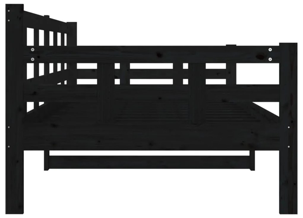 Sofá-cama 90x190 cm madeira de pinho maciça preto
