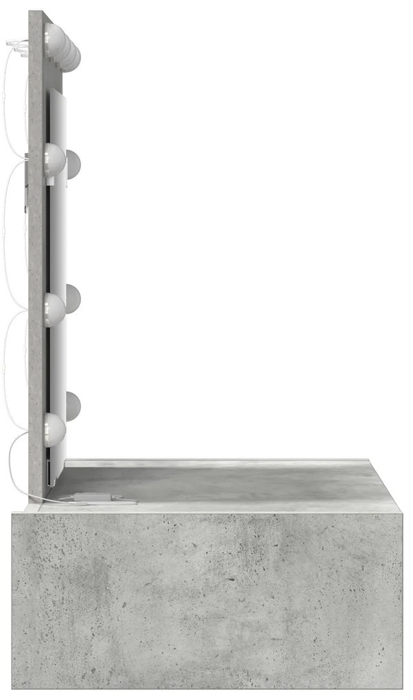 Mesa de Maquiagem Suspensa com Luzes LED Cinza Concreto