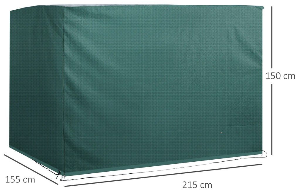 Capa Protetora para Baloiço de Jardim de 3 Lugares 215x155x150cm Impermeável com fecho Cobertura para Móveis de Exterior Verde