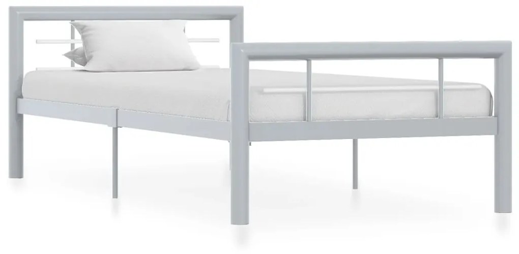 284557 vidaXL Estrutura de cama 100x200 cm metal cinzento e branco