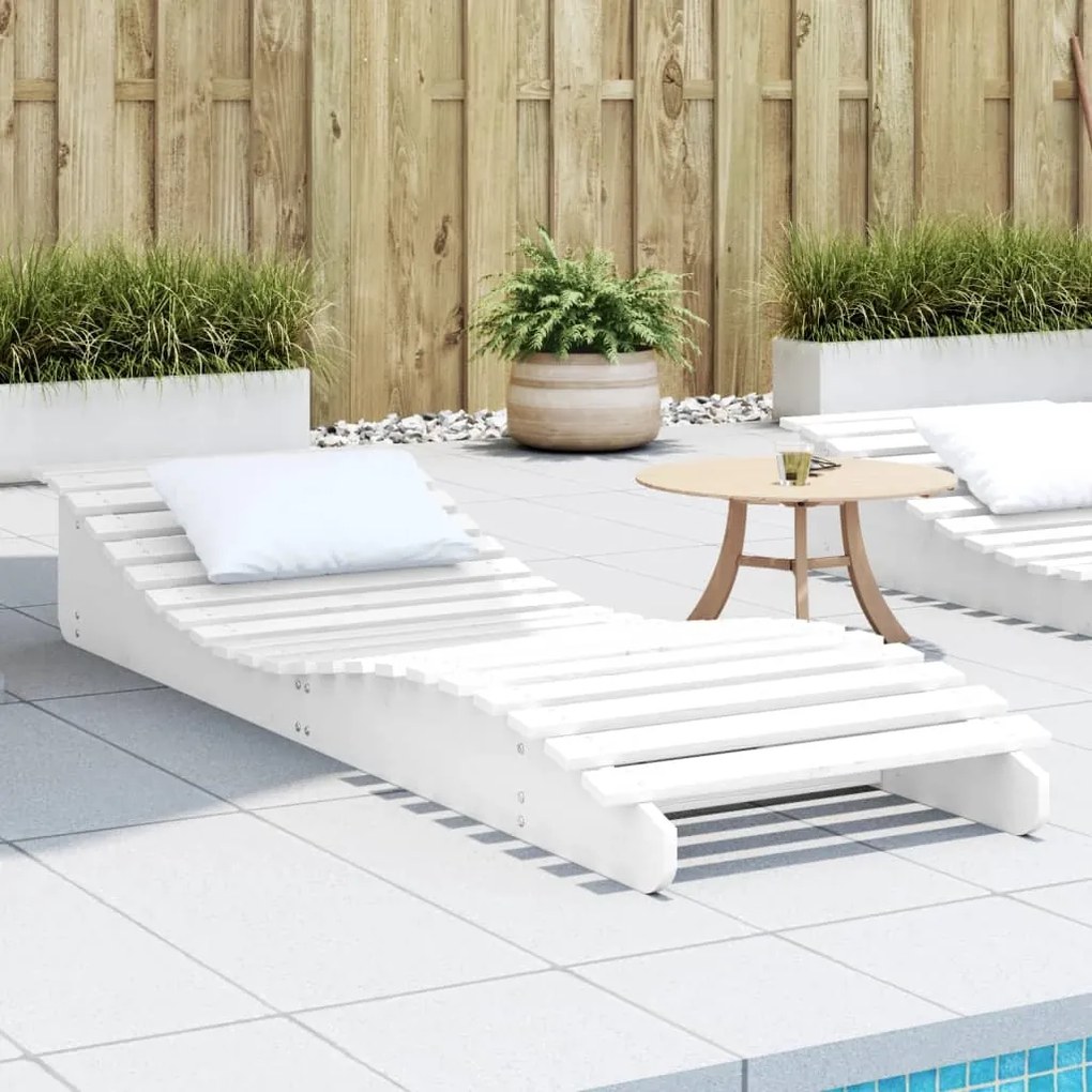vidaXL Espreguiçadeira 205x60x31,5 cm madeira de pinho maciça branco
