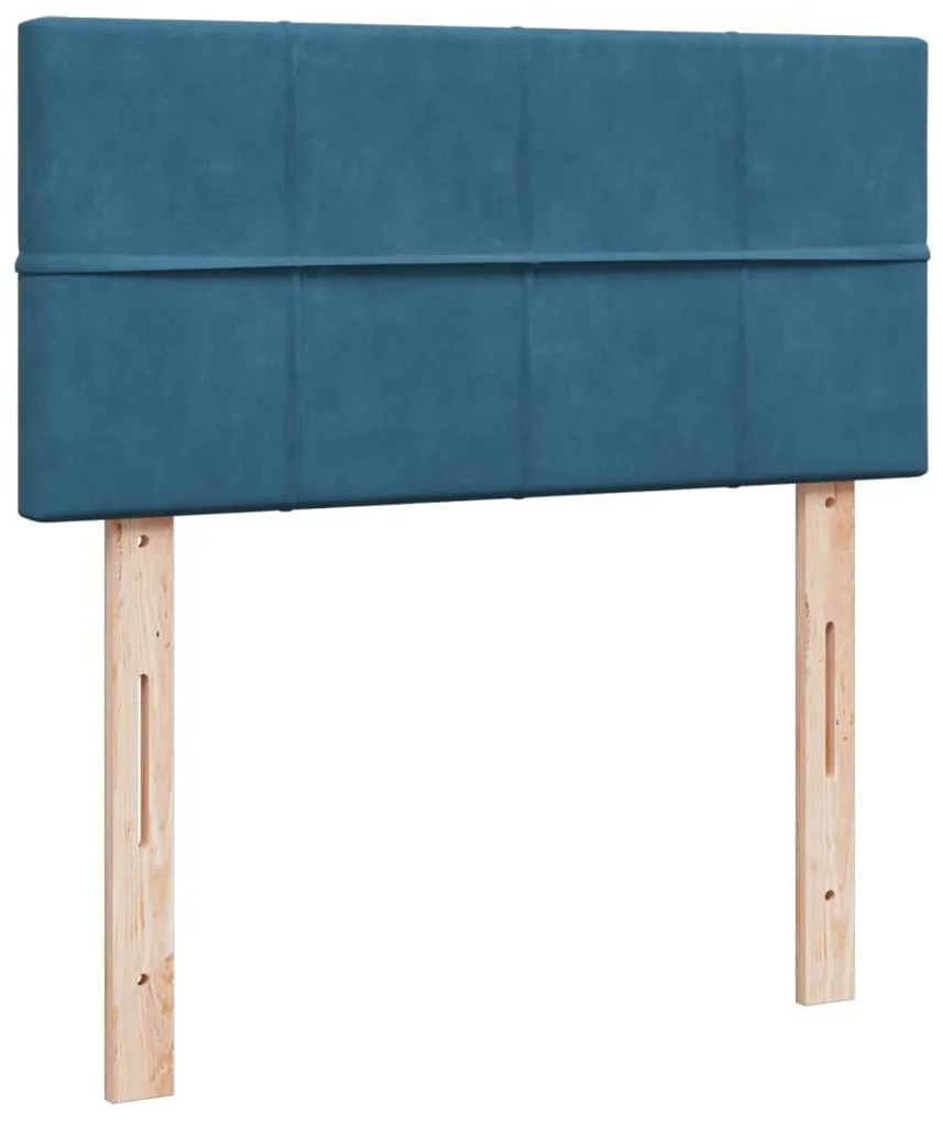 Cama com molas/colchão 90x190 cm veludo azul-escuro