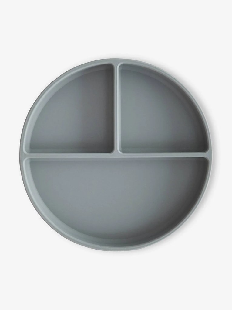 Prato compartimentado Montessori, da MUSHIE, em silicone cinzento
