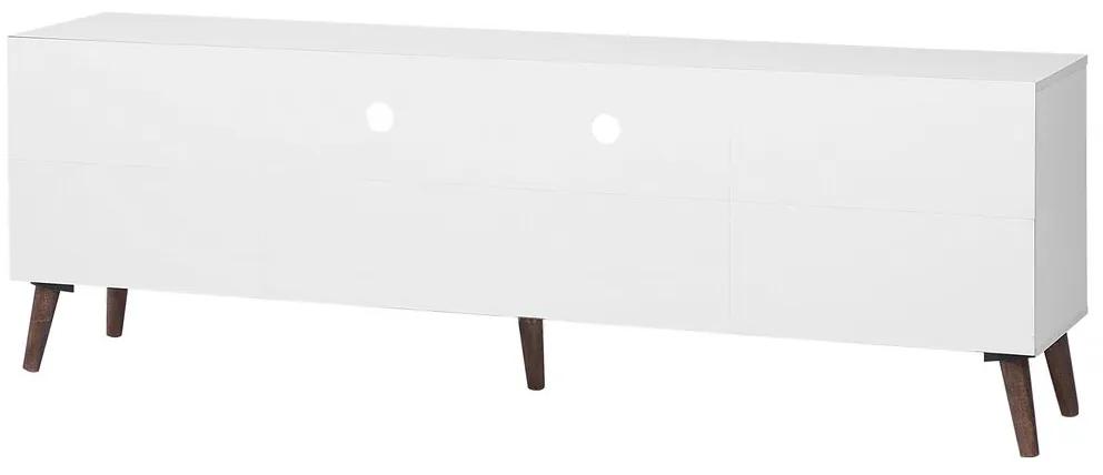 Móvel de TV com 2 portas e 4 prateleiras em madeira branca e escura ALLOA Beliani