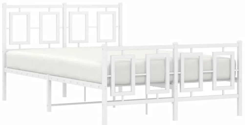Estrutura de cama com cabeceira e pés 120x200 cm metal branco