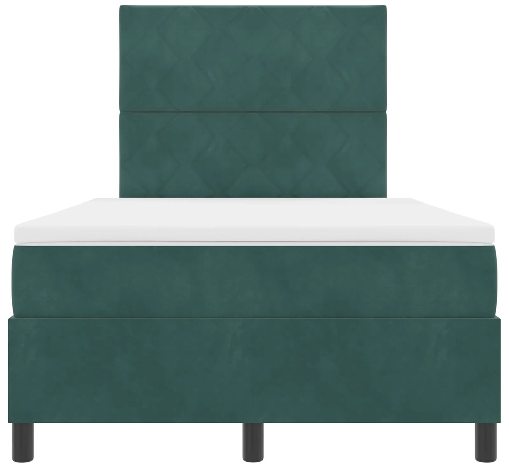 Cama Box com Colchão vidaXL Verde Escuro Pequeno Duplo Veludo