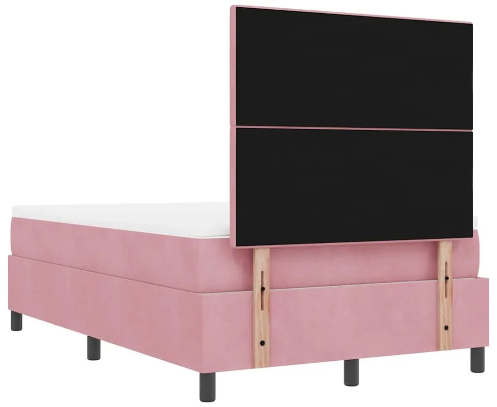 Camas Box com Colchão e Banco Rosa 120x200 cm Veludo