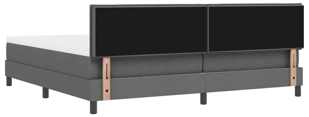 Cama Box Spring com Colchão Cinza Escuro 200x200 cm Tecido