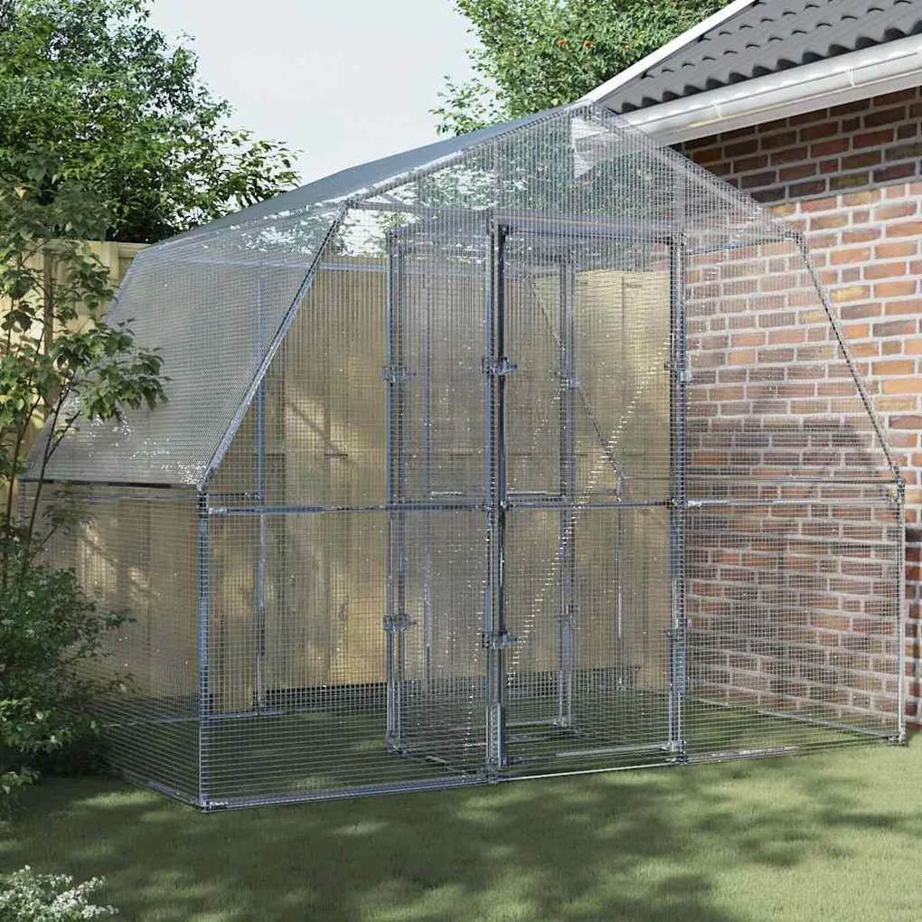 Gaiola para pássaros com porta aço galvanizado prateado