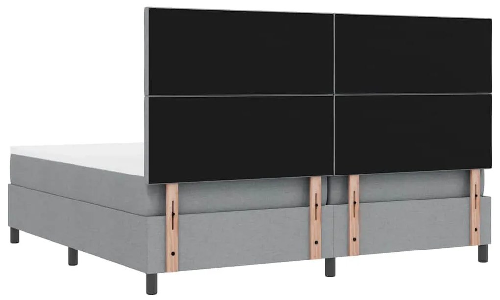 Cama box com colchão e luz LED, cinza claro, 200 x 200 cm, tecido
