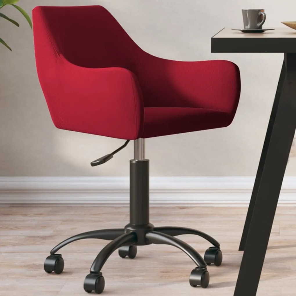 vidaXL Cadeira de jantar giratória veludo vermelho tinto