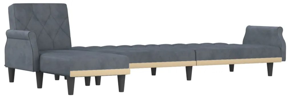 Sofá-cama em forma de L 271x140x70 cm veludo cinzento-escuro