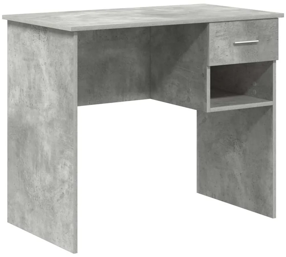 Mesa com armazenamento cinza concreto 90x49.5x75 cm madeira engenheira