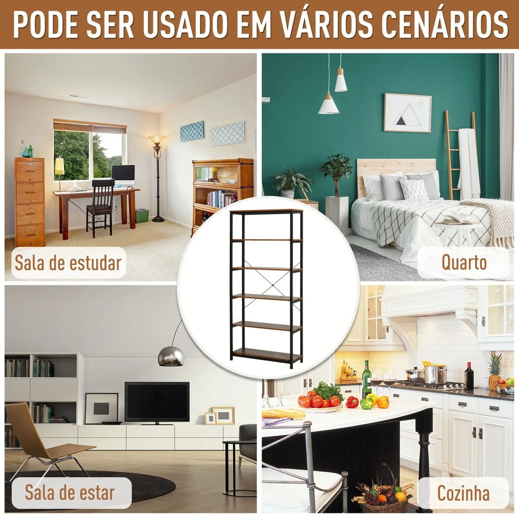 Estante Cleo com 6 Prateleiras - Design Industrial