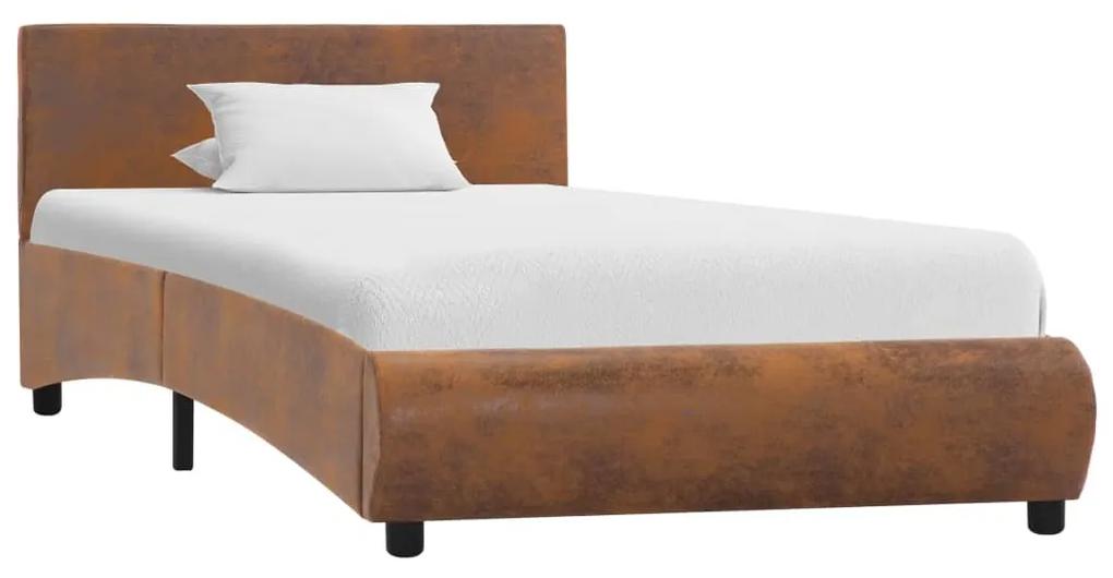 Estrutura de cama 90x200 cm couro artificial castanho