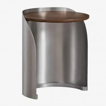 Pack De 2 Mesas De Cabeceira Em Madeira De Manga E Aço Inoxidável Xireisa Ø45 Cm - ↑55 Cm - Sklum