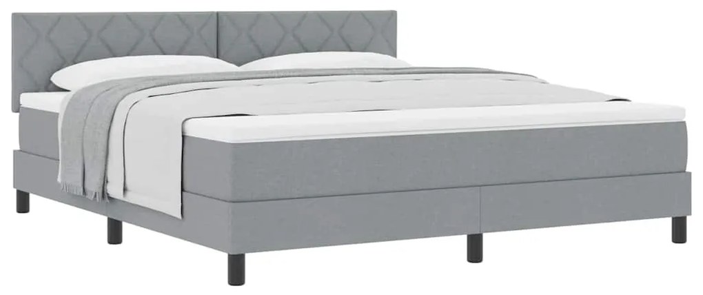 Cama Box Spring com Colchão Cinza Claro 180x200 cm Tecido