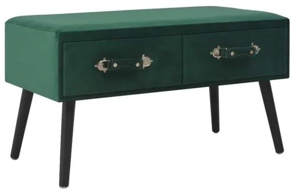 Banco com Gavetas 80 cm Veludo Verde